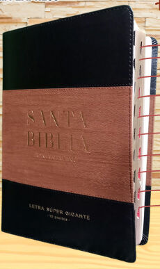 Biblia RVR60 Súper gigante Letra 19 puntos i/piel bitono con índice marrón/madera