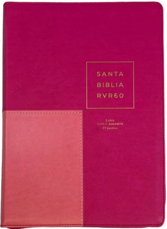 Biblia RVR60 súper gigante letra 19 puntos i/piel cierre/índice rosa cuadro