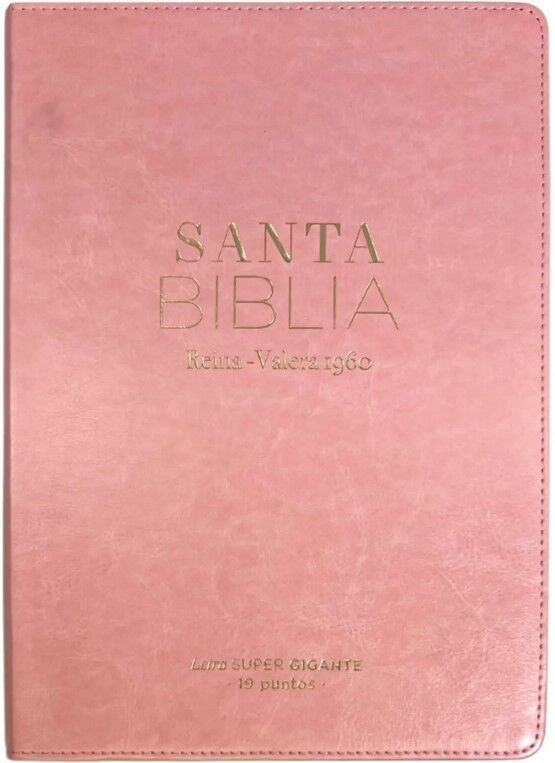 Biblia RVR60 súper gigante letra 19 puntos i/piel rosa. Colección clásica