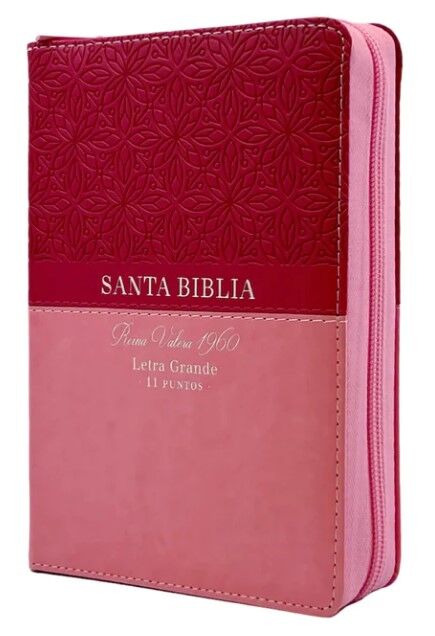 Biblia RVR60 Tamaño portátil Letra 11 puntos i/piel con cierre/índice BITONO ROSA