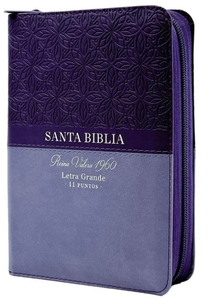 Biblia RVR60 Tamaño portátil Letra 11 puntos i/piel con cierre/índice BITONO LILA