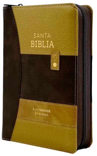 Biblia RVR60 Tamaño portátil Letra Grande 11 puntos i/piel con cierre/índice beige/marrón/café TRICOLOR