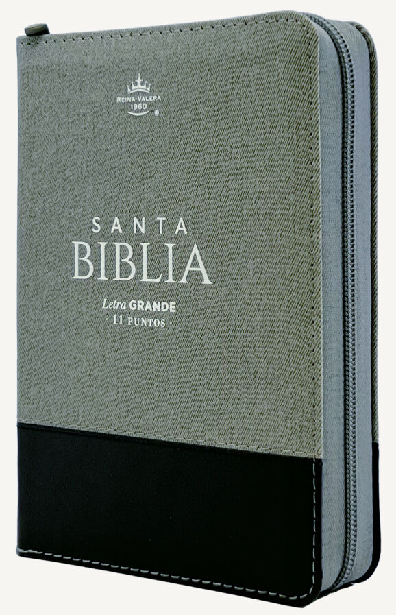 Biblia RVR60 portátil Letra Grande 11 puntos con cierre/indice Negro/gris (COMBI JEAN)