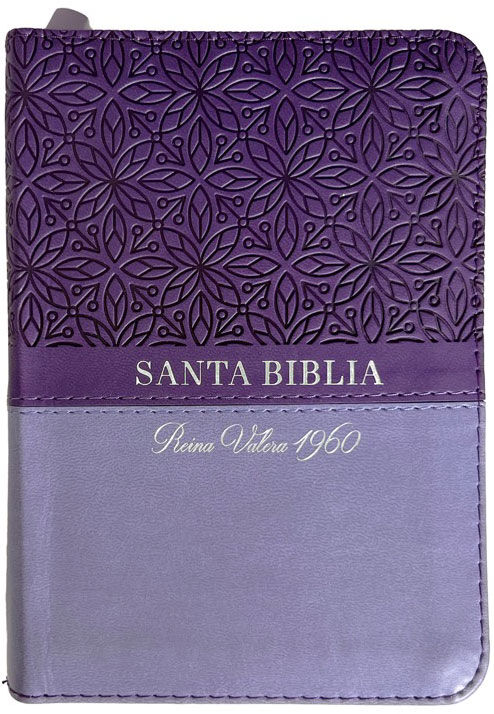 Biblia RVR60 Bolsillo i/piel Bitono Floral Lila con cierre/índice