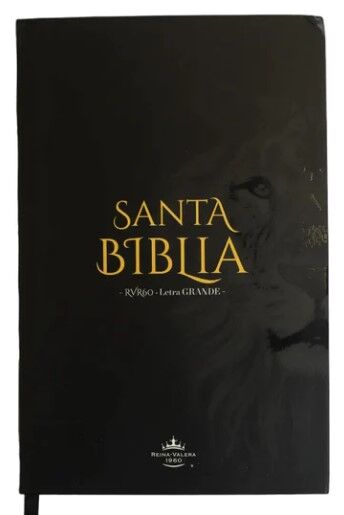 Biblia RVR60 Tamaño manual Letra Grande TAPA FLEX negro con león