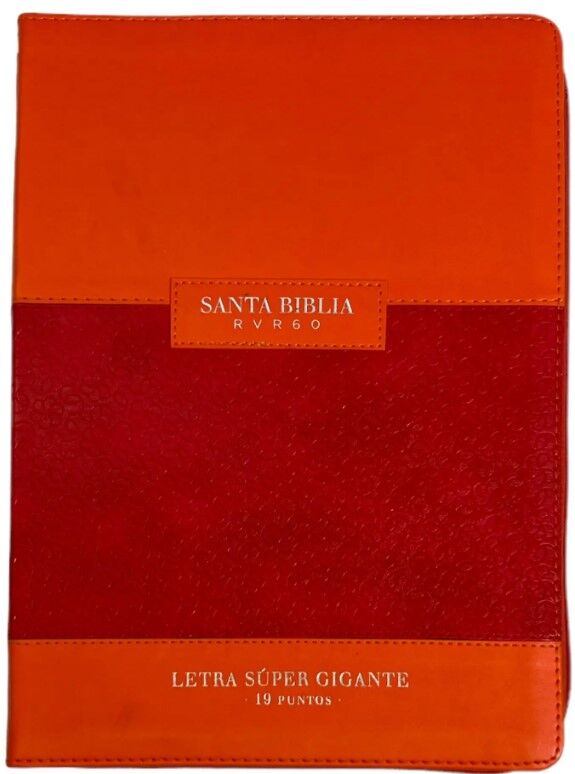 Biblia RVR60 súper gigante letra 19 puntos i/piel con cierre/índice naranja/rojo