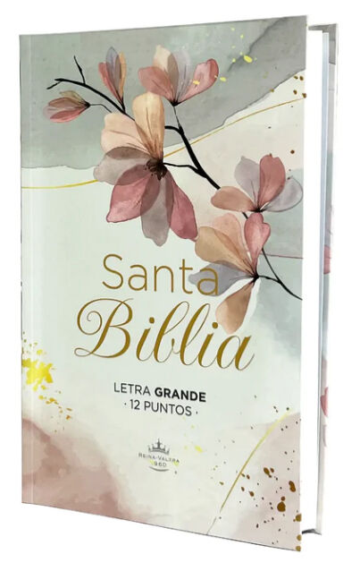Biblia RVR60 Tamaño manual Letra Grande flores renuevo TAPA FLEX