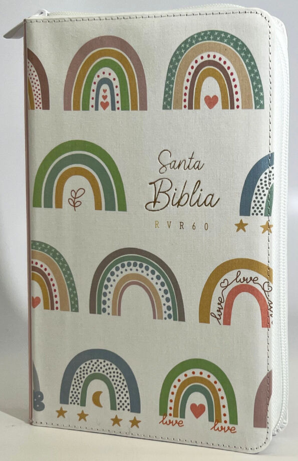 Biblia RVR60 Tamaño Manual Letra Grande con cierre TELA ARCOIRIS