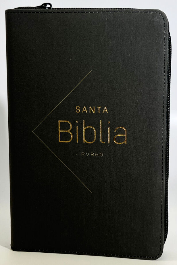 Biblia RVR60 Tamaño Manual Letra Grande con cierre TELA NEGRO/DORADO