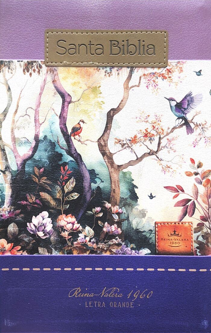 Biblia RVR60 tamaño manual Letra Grande Lila/Fantasía/Morado con cierre/índice