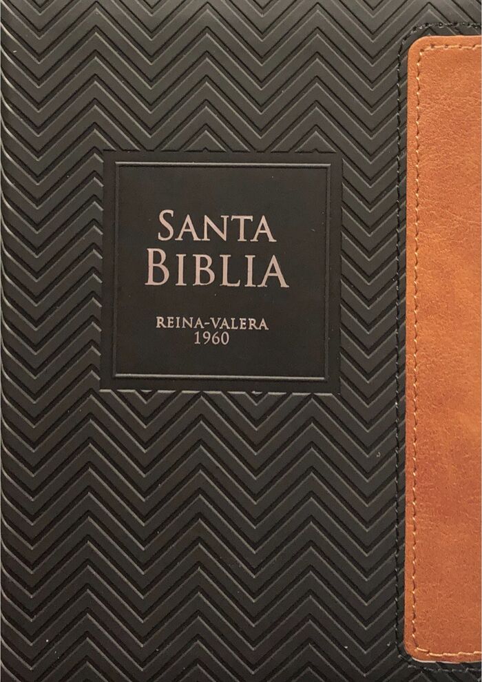 Biblia RVR60 Bolsillo i/piel Geométrico Negro/Café con cierre/índice