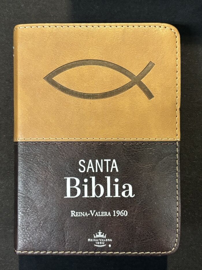 Biblia RVR60 tamaño bolsillo i/piel café/café ichtus