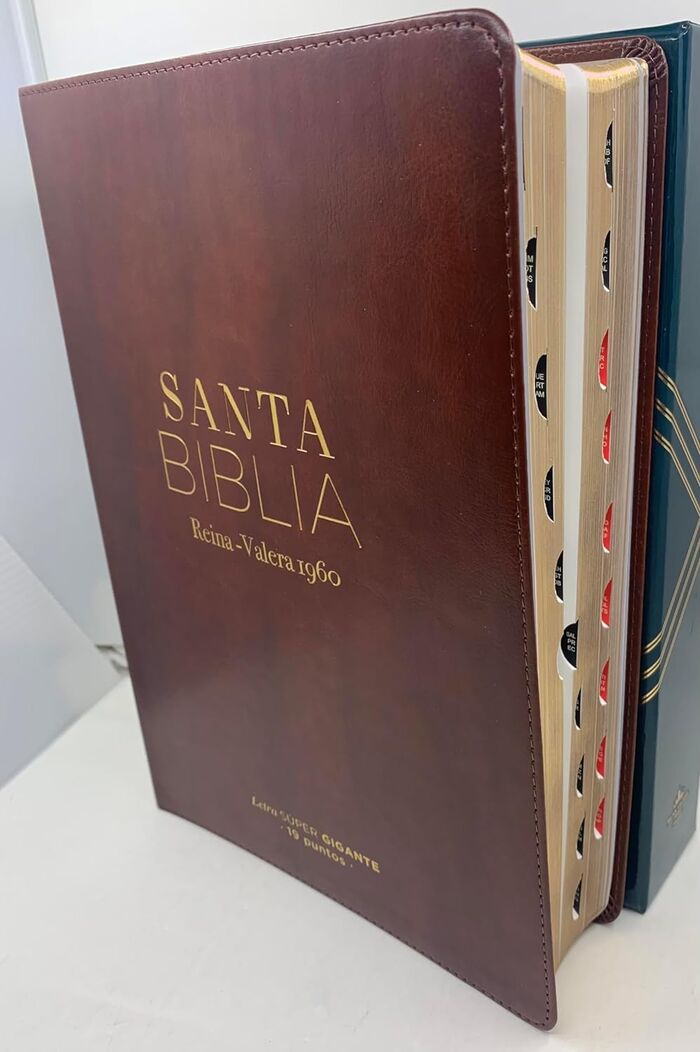 Biblia RVR60 Letra Súper Gigante 19 puntos i/piel marrón con índice