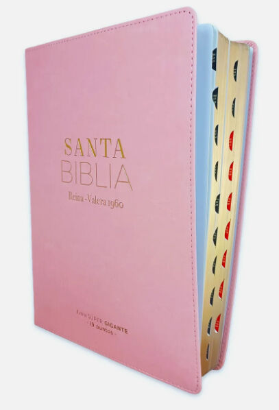 Biblia RVR60 Letra Súper Gigante 19 puntos i/piel rosa con índice