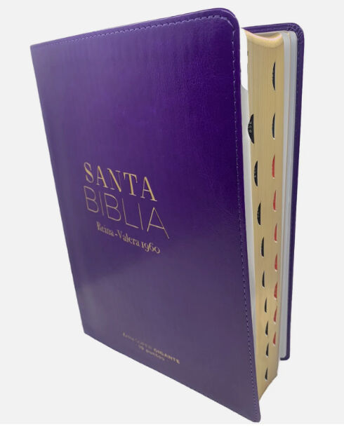 BIBLIA RVR60 LETRA SÚPER GIGANTE 19 PUNTOS I/PIEL LILA CON ÍNDICE