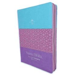 Biblia RVR60 Letra Súper Gigante 19 puntos. I/piel Tritono Azul/rosa/lila. Con cierre/índice