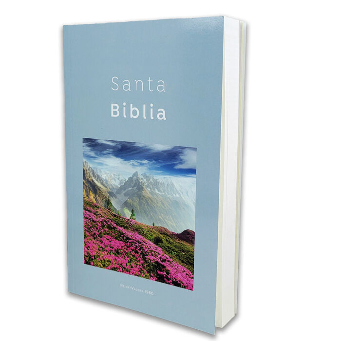 Biblia RVR60 misionera - Azul diseño paisaje