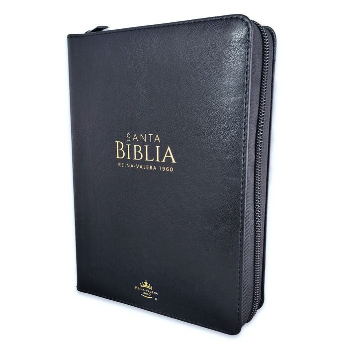 BIBLIA RVR60 PORTÁTIL LETRA GRANDE 11 PUNTOS I/PIEL CON CIERRE NEGRO
