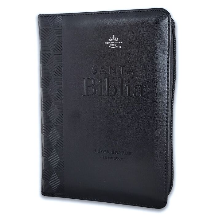 Biblia RVR60 Tamaño compacto Letra Grande 12 puntos i/piel negro geométrico con cierre