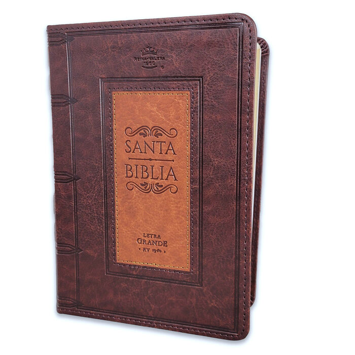 Biblia RVR60 Tamaño Compacto Letra Grande 12 puntos i/piel Frame café/café