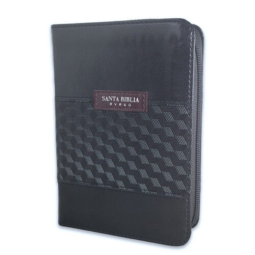 Biblia RVR60 de Bolsillo Classic Abba negro/negro con cierre e índice