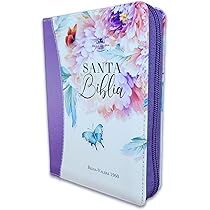 Biblia RVR60 de bolsillo colección jardín Lila con cierre/índice y canto pintado