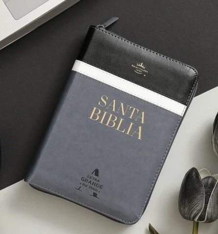 Biblia RVR60 tamaño portátil i/piel Negro/Blanco/Gris con cierre