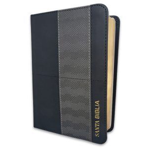 Biblia Compacta 10 puntos RV1960, imit piel negro y gris geométrico
