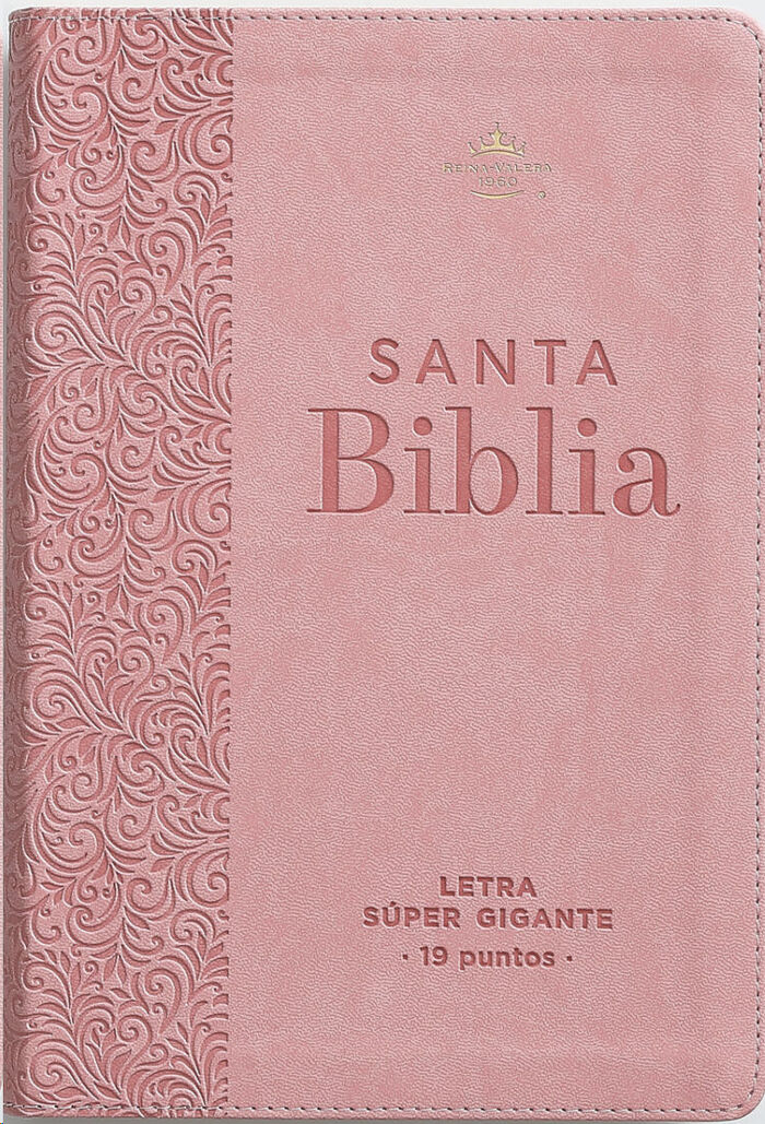 Biblia RVR60 Letra Súper Gigante i/piel Rosa Floral 