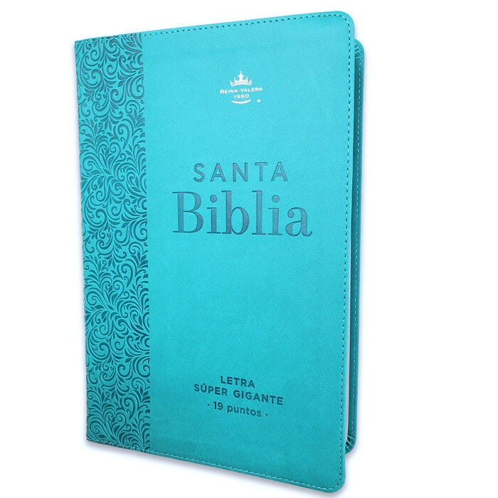Biblia RVR60 Letra Súper Gigante i/piel Turquesa Floral con índice