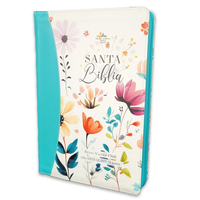 Biblia RVR60 Letra Súper Gigante i/piel turquesa con cierre/índice Canto pintado