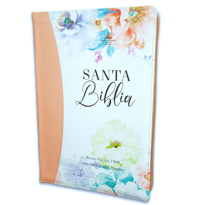 Biblia RVR60 Letra Súper Gigante i/piel Coral con cierre/índice Canto pintado