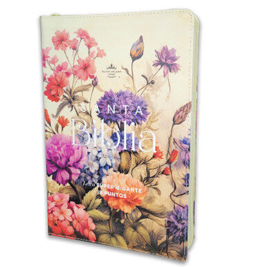 Biblia RVR60 Letra Súper Gigante i/piel Vintage Floral con cierre/índice Canto pintado