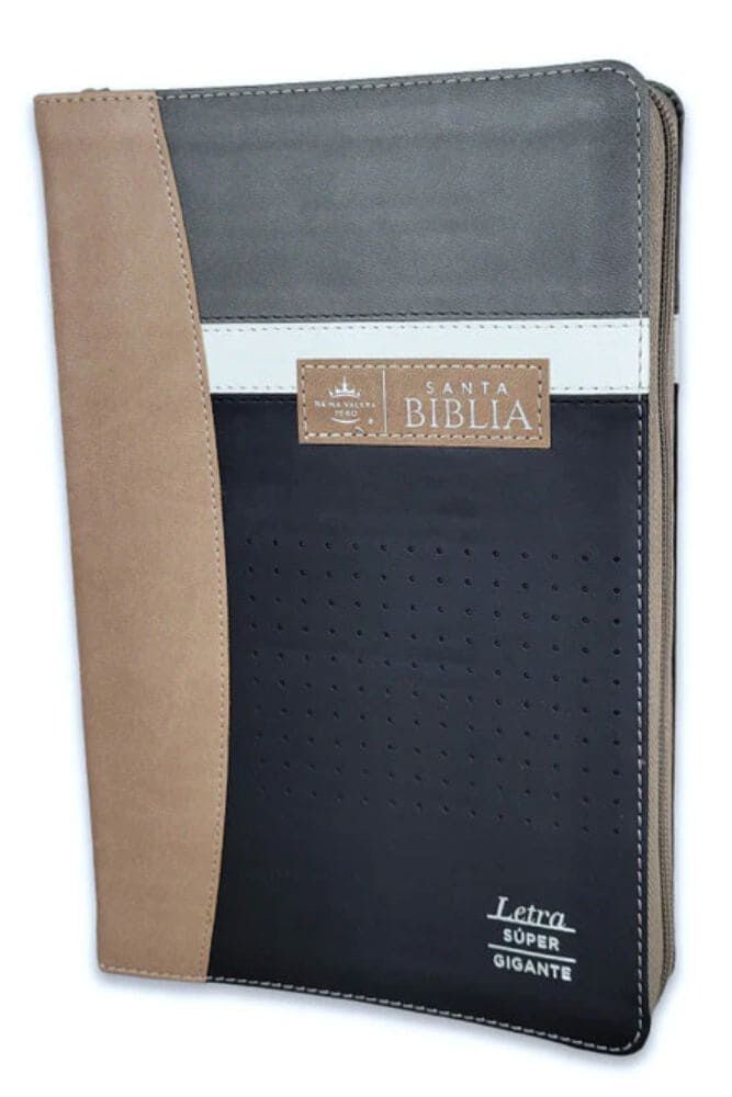 Biblia RVR60 Letra Súper Gigante i/piel Tech Dot Negro/Café/Beige Cierre/índice