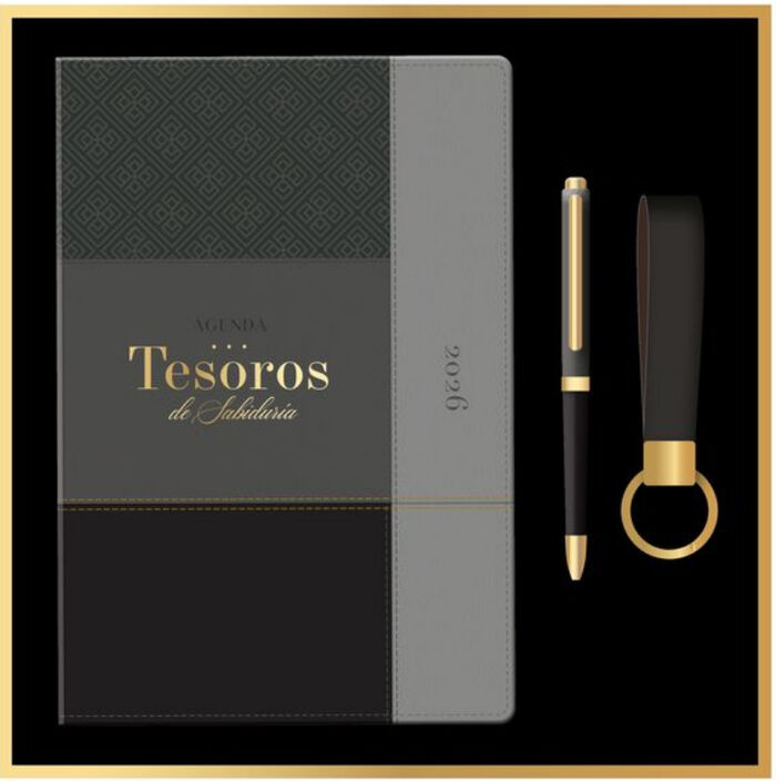 Agenda Tesoros de Sabiduría 2026 i/piel negro/negro pack con llavero y bolígrafo