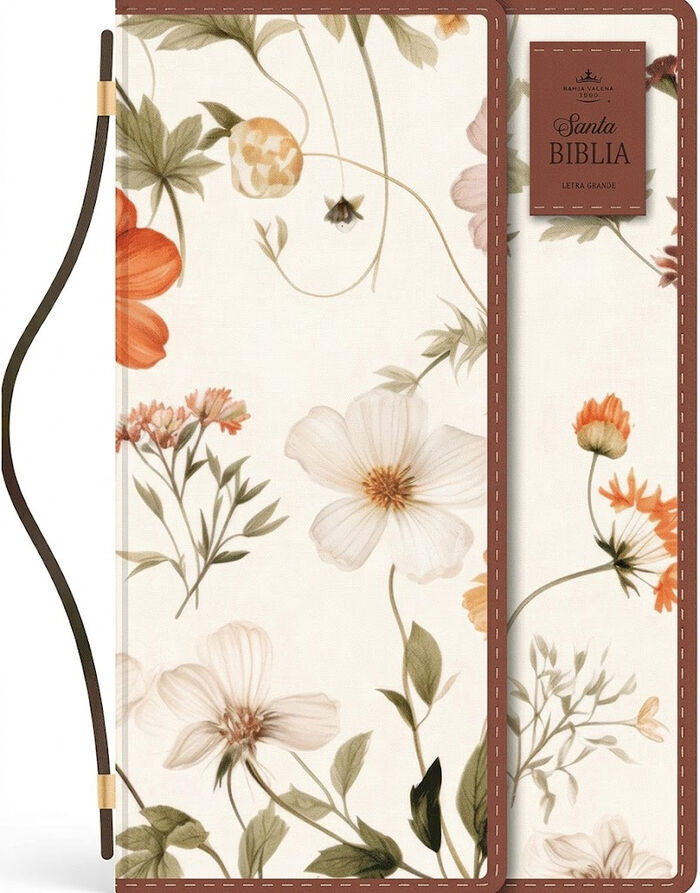 Biblia RVR60 Tamaño manual con broche y asa. Floral Primavera