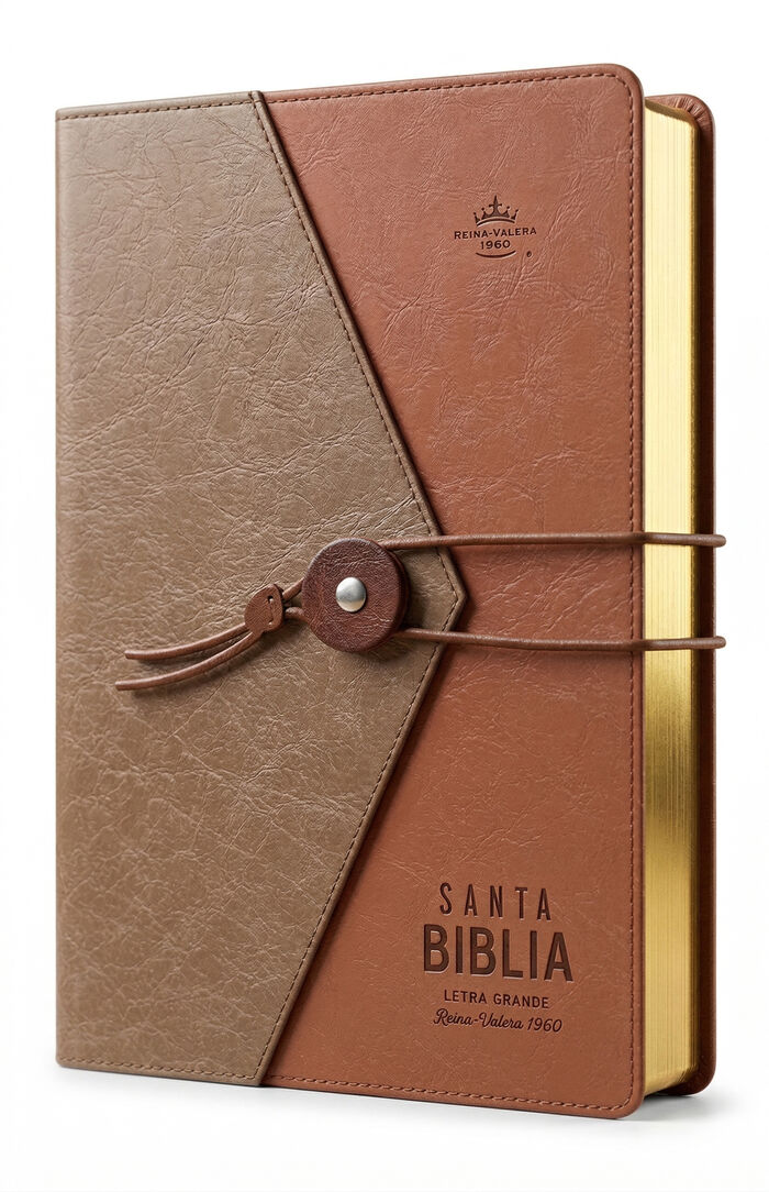 Biblia RVR60 Tamaño manual letra grande con cierre japonés. Café/Café