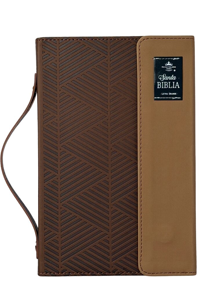 Biblia RVR60 Tamaño manual con broche y asa. Café/café