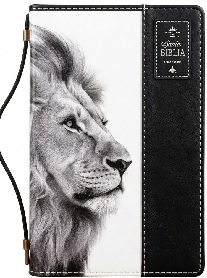 Biblia RVR60 Tamaño manual con broche y asa. León de Judá