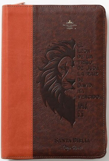 Biblia RVR60 tamaño manual letra Gigante Café/café con cierre: León de la tribu de Judá
