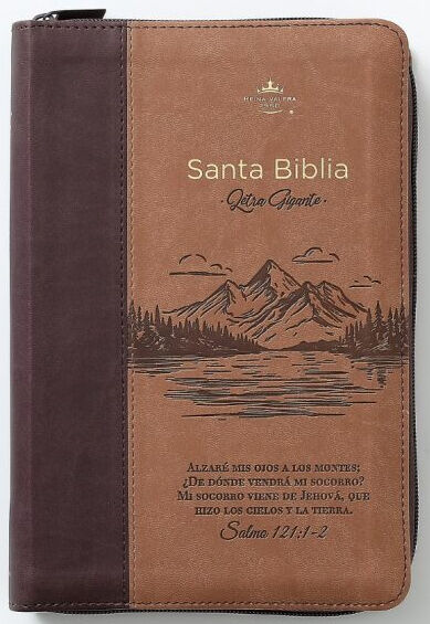 Biblia RVR60 tamaño manual letra Gigante Café/café con cierre: Alzaré mis ojos