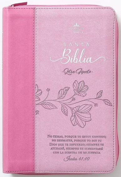 Biblia RVR60 tamaño manual letra Gigante Rosa/rosa con cierre: No temas