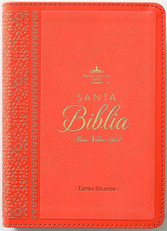 Biblia RVR60 tamaño compacto Letra GRande i/piel Coral
