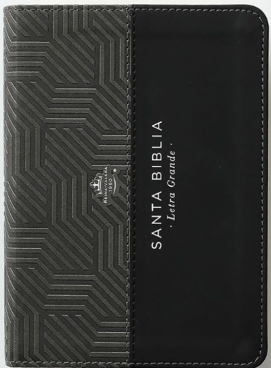 Biblia RVR60 Tamaño compacto Letra Grande i/piel bicolor negro/gris