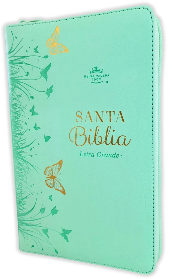 Biblia RVR60 de Obsequios y premios Turquesa Mariposas con cierre