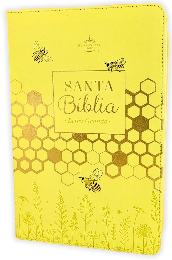 Biblia RVR60 de Obsequios y premios AMARILLO abejas con cierre