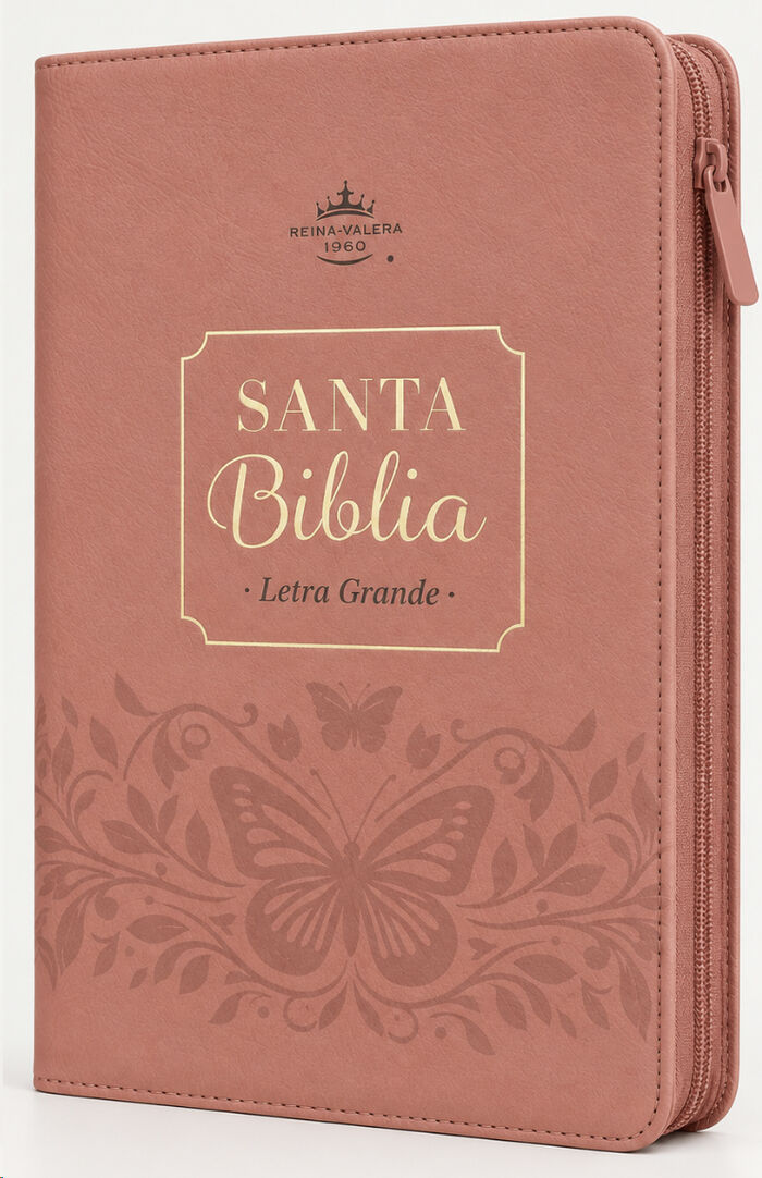 Biblia RVR60 de Obsequios y premios Coral Mariposa con cierre