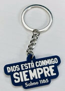 Dios está conmigo siempre - Llavero de caucho azul marino