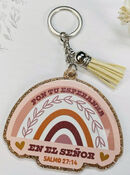 Pon tu esperanza en el Señor - Llavero de caucho con brillantina