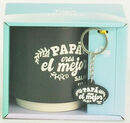 Pack Taza 14 Oz + llavero de caucho. Papá eres el mejor